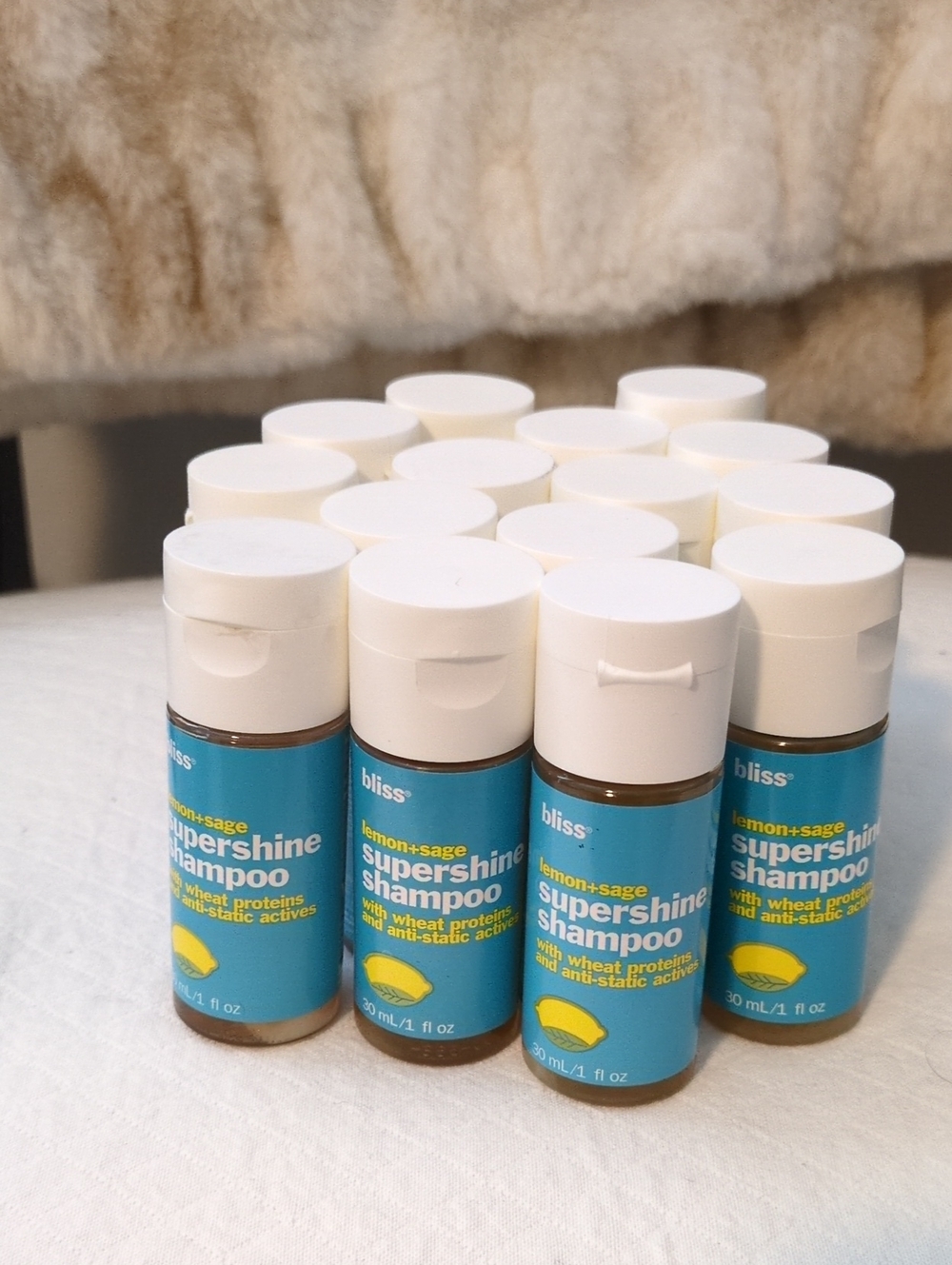 Lot Of 15 Bliss Lemon + Sage Supershine Shampoo Travel Bottles